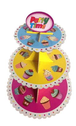 Wedding/Birthday Party Use Cake Stand Cardboard Cupcake Display Stand Design Blue Yellow Pink - GoodFoodDelivered