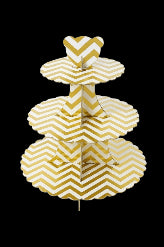 Wedding/Birthday Party Use Cake Stand Cardboard Cupcake Display Stand Design Gold Zig zag pattern - GoodFoodDelivered