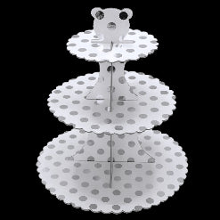 Wedding/Birthday Party Use Cake Stand Cardboard Cupcake Display Stand Design Silver Polka Dots (Copy) - GoodFoodDelivered